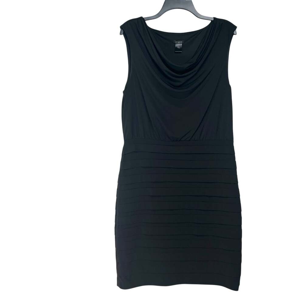 Ann Taylor Women's Size 14 Black Draped Neckline Pleated Sheath Cocktail Dress